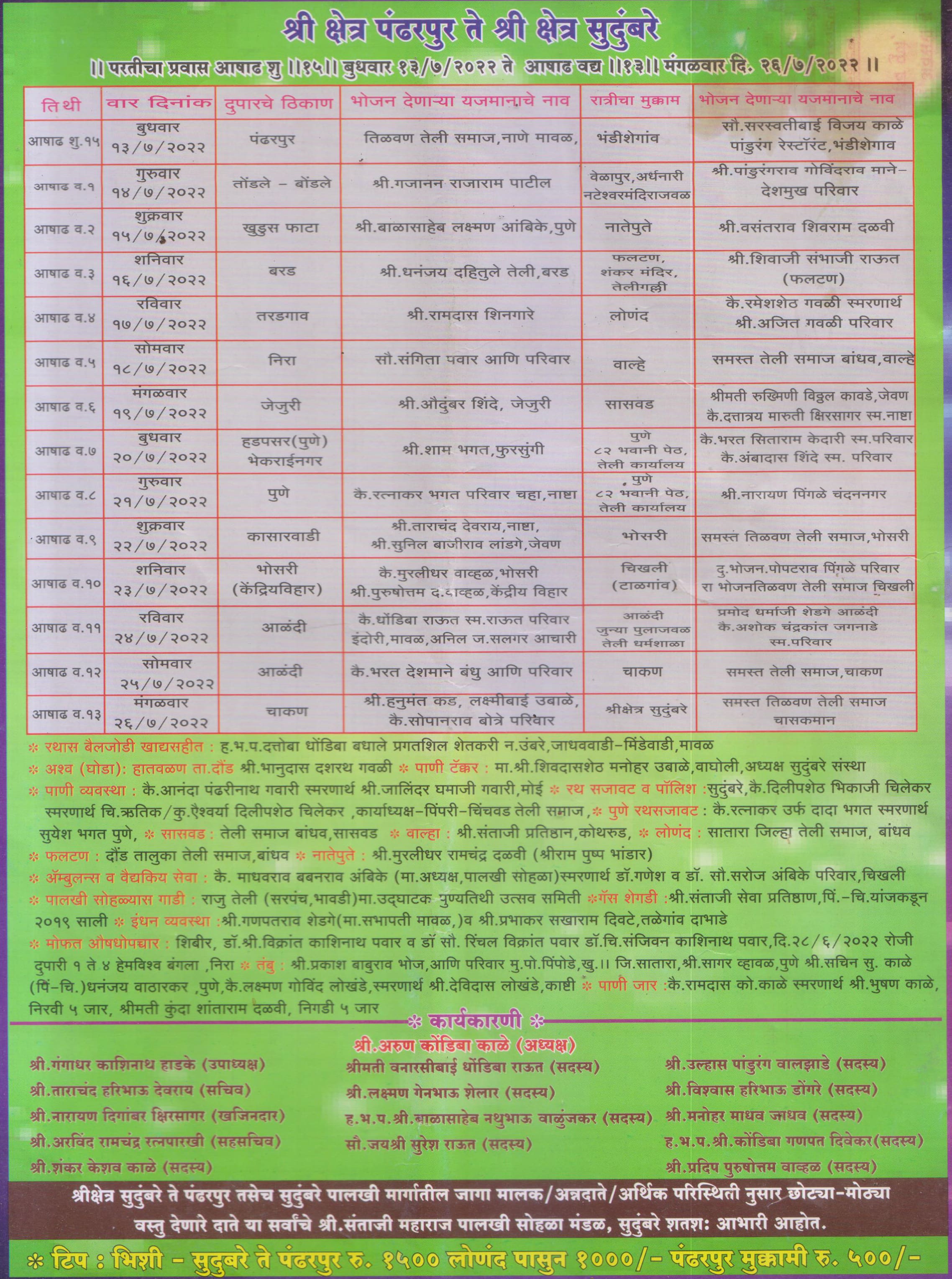 Sant Santaji Jagnade Maharaj palkhi on the back route of pandharpur to Sudumbre 2022