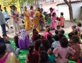 Distribution of food and school materials to children in Anganwadi center on behalf of Khandesh Teli Samaj Mandal