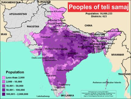 teli samaj map