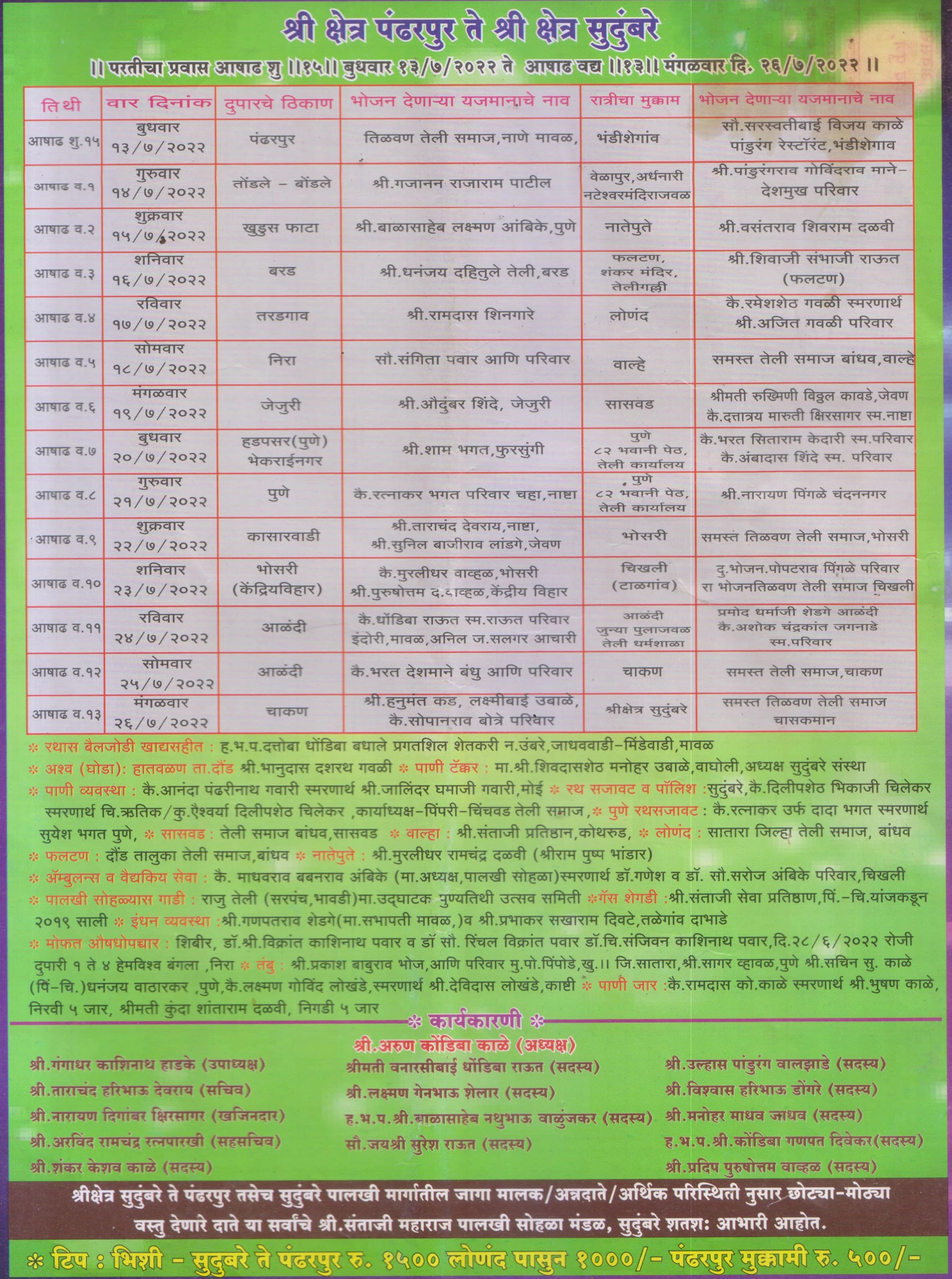 Sant Santaji Jagnade Maharaj palkhi on the back route of pandharpur to Sudumbre 2022