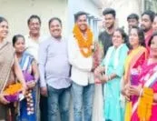 ओबीसी आरक्षण देने की घोषणा पर तेली समाज की महिलाओं ने राकेश साहू का किया स्वागत 