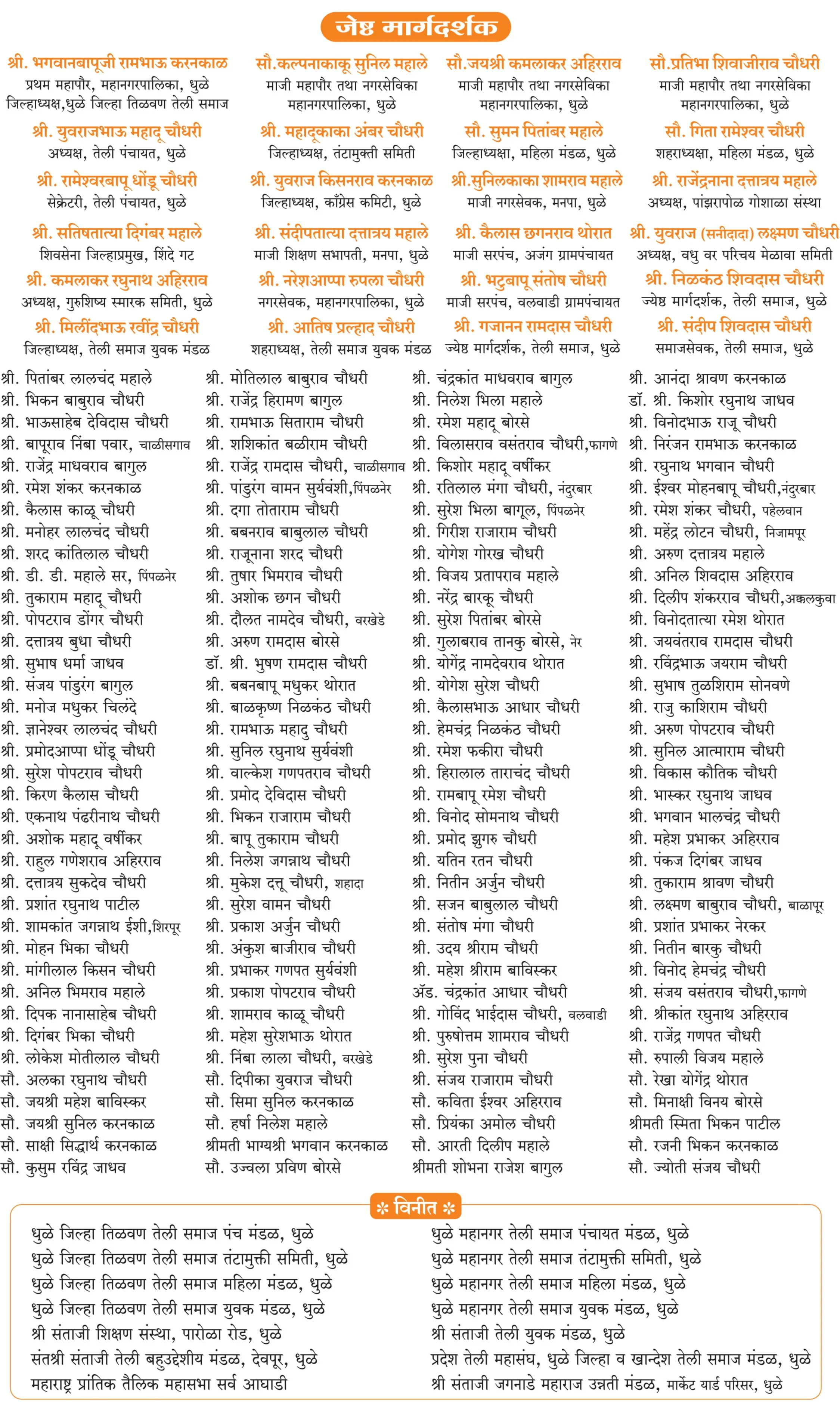 Dhule District Tilvan Teli Samaj – State Level Vadhu Var Parichay Melava