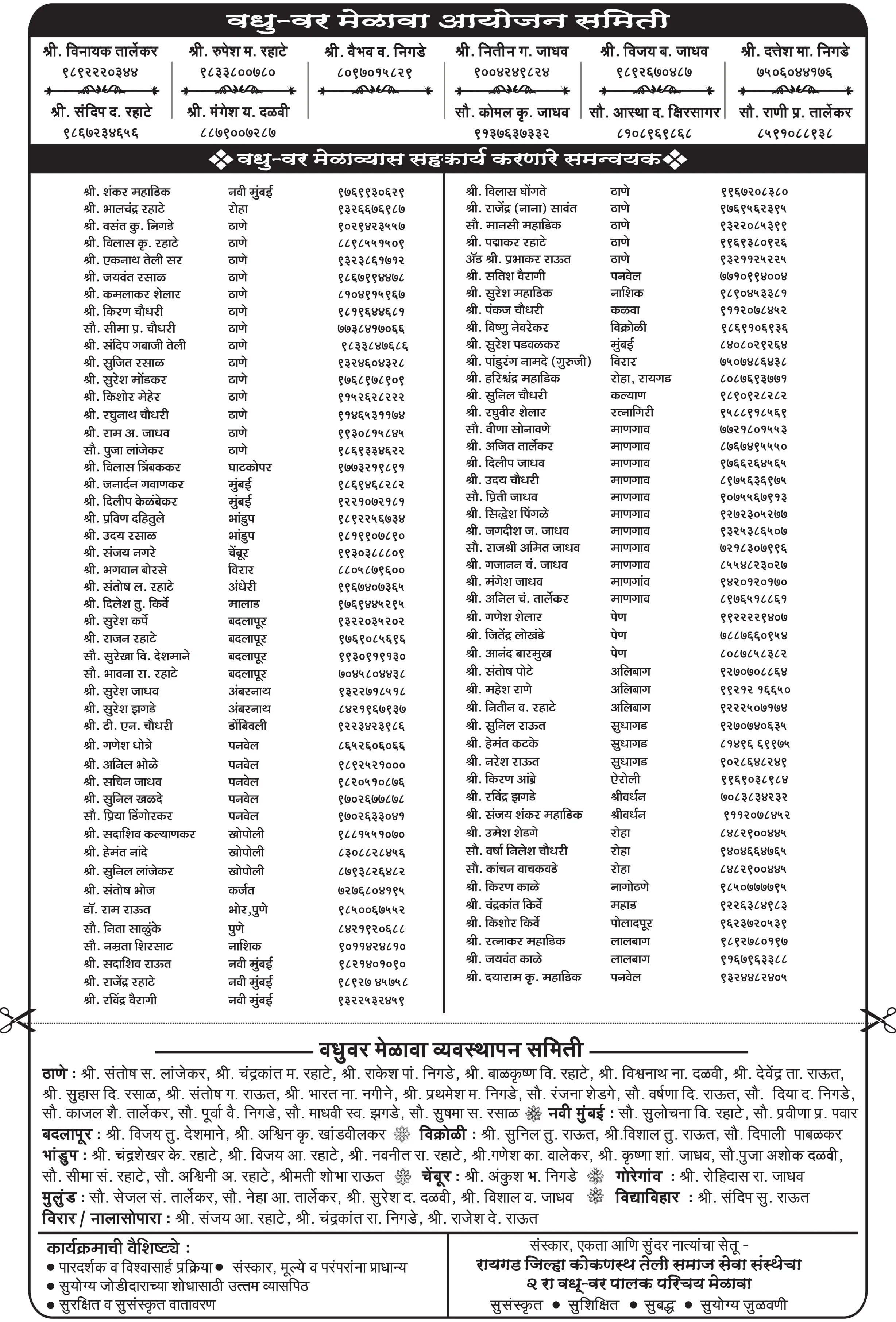 kokanastha Teli Samaj Raigad Vadhu Var Palak Parichay Melava 2026 Matrimonial Registration Form